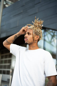 Portrait of a man with dreadlocks