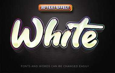 White light 3d glow text effect