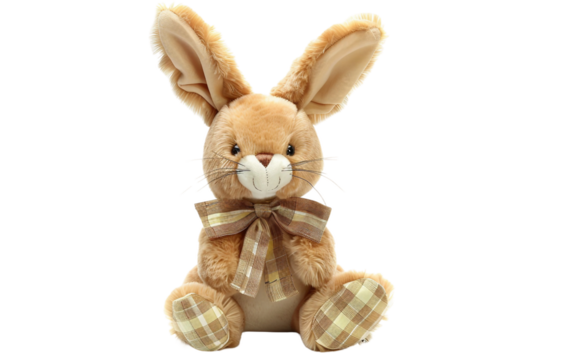 Easter Plush Toy Delight Isolated on Transparent Background PNG.