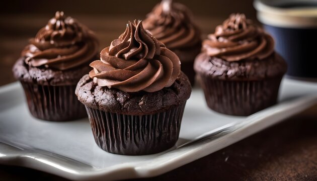 Multitude of chocolate cupcakes background
