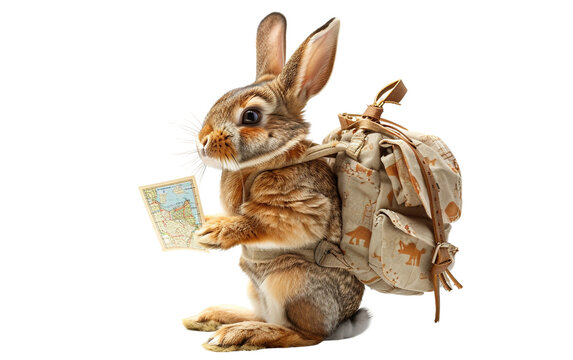Easter Bunny Charting the Course Isolated on Transparent Background PNG.