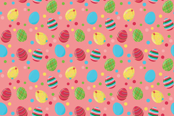 Seamless vector pattern Easter Eggs ornament Endless texture for spring design decoration print fabric greeting cards posters invitations advertisement Pink background