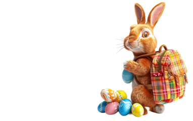 Backpack Brimming with Eggs Isolated on Transparent Background PNG.