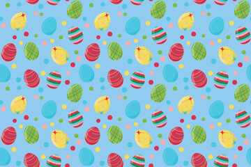 Seamless vector pattern Easter Eggs ornament Endless texture for spring design decoration print fabric greeting cards posters invitations advertisement Blue background