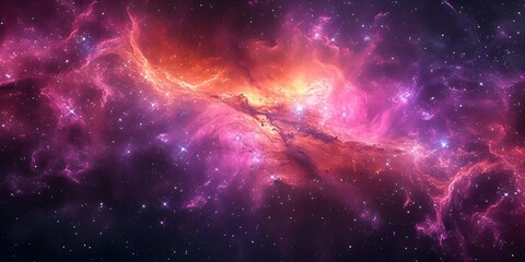 Vibrant Galactic Backdrop Adorned with Mesmerizing Purple Cosmic Swirls on Starscape. Concept Galactic Backdrop, Cosmic Swirls, Purple Starscape, Vibrant Colors, Mesmerizing Galaxy