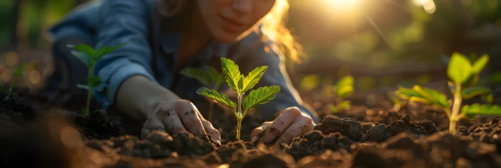 Foto op Aluminium  Climate Change Activist Planting Trees , A little girl planting a tree © john