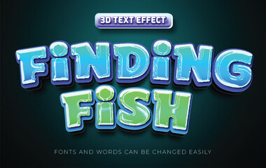 Finding fish animation movie 3d editable text effect style