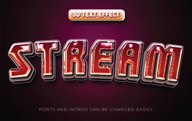 Stream red 3d editable text effect style