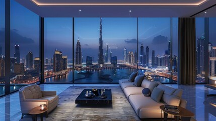 beautiful view from a luxury apartment - obrazy, fototapety, plakaty
