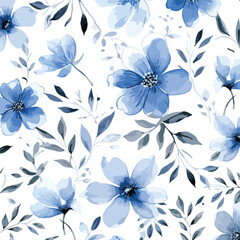 Fototapeta na wymiar Watercolor flower seamless pattern. Hand drawn flora