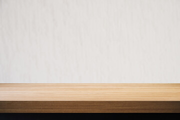 empty wooden table with a white background - copy space