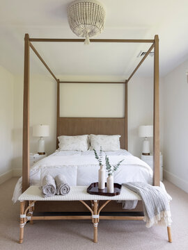 Luxury bedroom with canopy bed in Contemporary Home 
