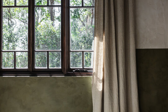 Vintage window and curtain textured interior