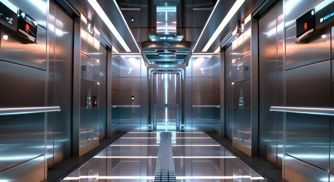 Modern Elevator Interior High-Tech Features and Elegant Design for Vertical Transportation, Urban Infrastructure Concept