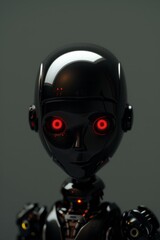 Robot With Red Eyes and Black Body