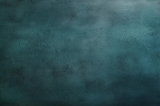 Dark teal green blurred background for portrait. Portrait backdrop for studio. Empty grunge wall.