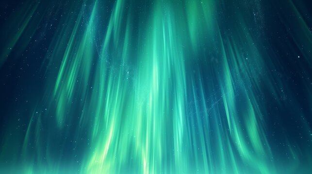 A breathtaking digital illustration of the Northern Lights, showcasing a spectrum of vibrant green shades dancing across a star-studded night sky, symbolizing the natural beauty of Earth.