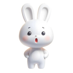3D surprised white rabbit
