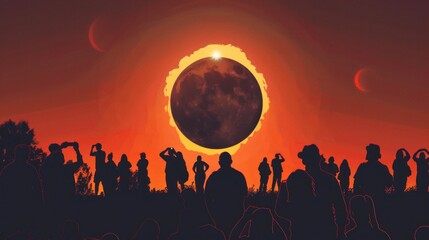 illustration of people watching a solar eclipse