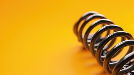Close-up of metal springs against a vibrant yellow background