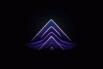 Neon mountain silhouette with a vibrant glow, perfect for modern branding, set against a dark background for contrast