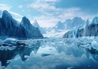 Foto op Plexiglas anti-reflex Glacier Gleam: Experience the awe-inspiring beauty of glistening glaciers, where icy peaks shimmer under the sunlight. © Gogi