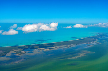 aerial view of landscape of Caribbean sea coastline