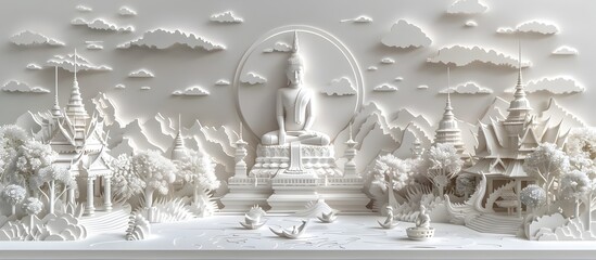 Paper Art Buddha Statue with Carved Animals, To add a touch of spirituality and serenity to home decor or religious spaces