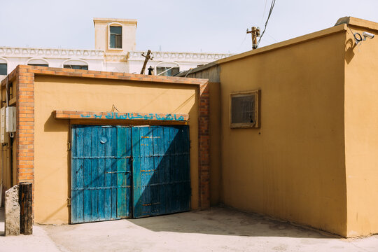 Weathered Blue Wooden Gate