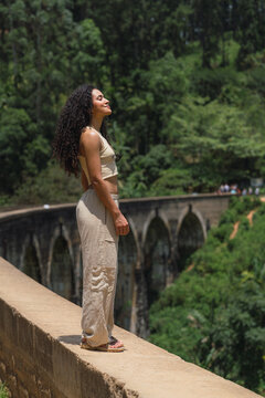 Tourist in 9 arch bridge in sri lanka.