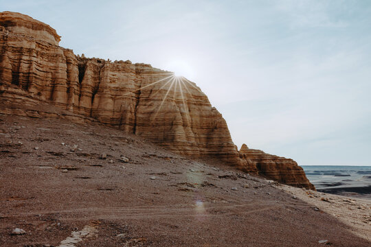 Sunburst over Badlands Cliff