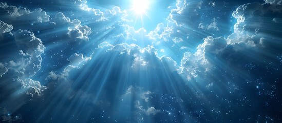 Divine Light Beam Shining from Heaven, To evoke feelings of hope, inspiration, and tranquility, perfect for use in spiritual or religious contexts,