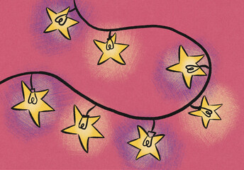 Christmas lights on pink