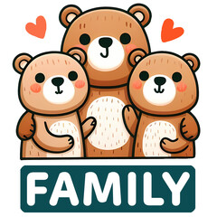Bear Family: Adorable Clipart Design with sign Family