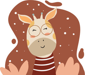 Cute Illustration Sporting Stylish Glasses. With its adorable expression and fashionable eyewear, perfect addition to any creative endeavor or marchandise,