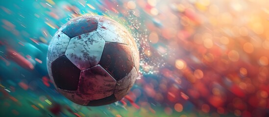 Flying Soccer Ball with Dynamic Bokeh Background, To convey the thrill and excitement of football matches and sports competitions