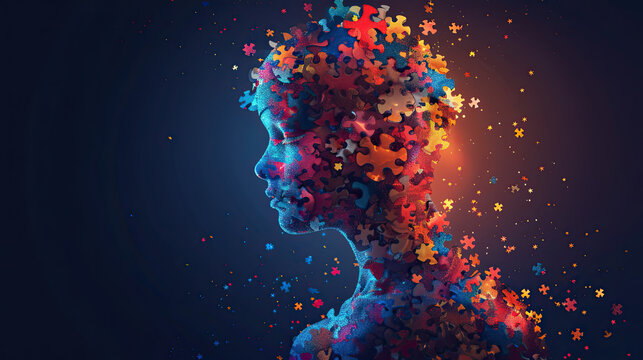 a child with autism , autism awareness ,  Can be used for banners, backgrounds, badge, icon, medical posters, brochures, print and health care awareness campaign for autism - Powered by Adobe