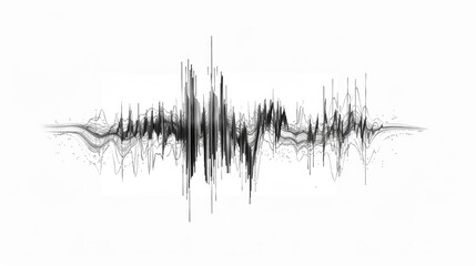 Line Wave Music Sound One Noise Audio Frequency Icon Signal Podcast Radio Soundwave Waveform Volume Art Hand. Acoustic Line Music Logo Recording Voice Wave Doodle Sketch Abstract. Vector Illustration