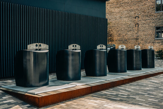 Row Of Trash Cans