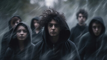 mental health awareness concept, group of people with mental tension and anxiety, Self care, love, acceptance concept.Mental health issue, feeling of frustrated, anxiety.	
