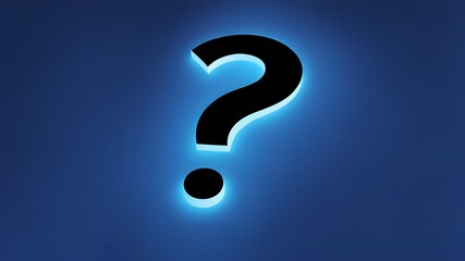 Black question mark symbol on dark blue background. Problem, solution, confusion counseling
