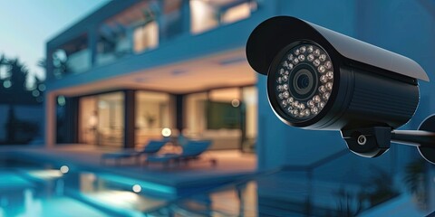 Home security camera outside home - obrazy, fototapety, plakaty