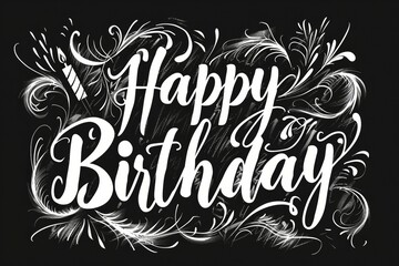 Lettering Happy Birthday. Dark background with selective focus and copy space