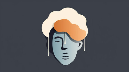 mental health awareness , sad girl with crying cloud on its head illustration, Self care, love, acceptance concept.Mental health issue, feeling of frustrated, anxiety, 13 may, 