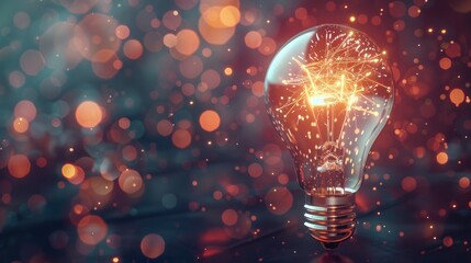 Quick Tips For Smart Creative. Light Bulb And Idea, Working Creativity, Creative For New Innovation With Energy And Power, Growth And Success Development - obrazy, fototapety, plakaty