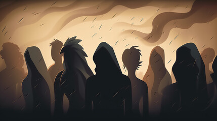 mental health awareness concept, group of people with mental tension and anxiety, Self care, love, acceptance concept.Mental health issue, feeling of frustrated, anxiety.	