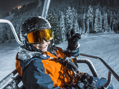 happy boy in chair lift