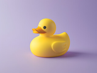 Yellow duck on purple background