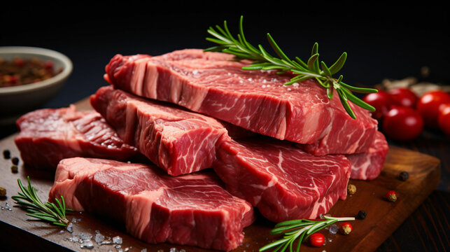 Raw Meat Slices For Steak