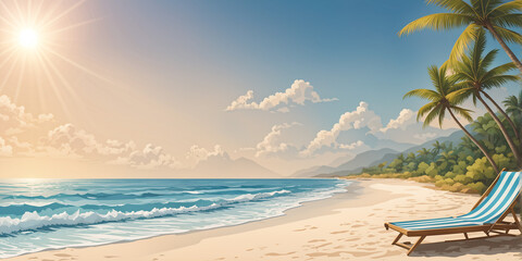 Naklejka premium beach holiday vector drawing 7